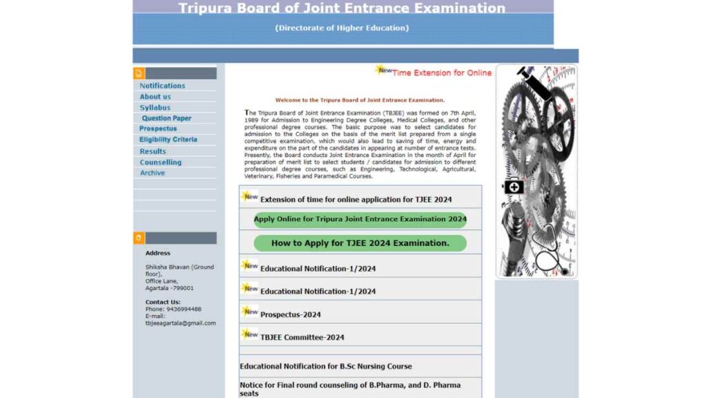 Tripura JEE 2024 Application Extended Date