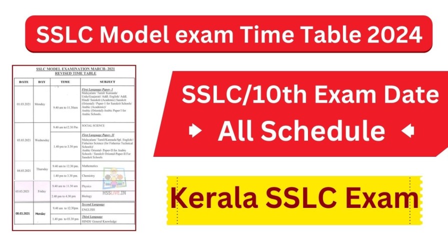 SSLC Model exam Time Table 2024